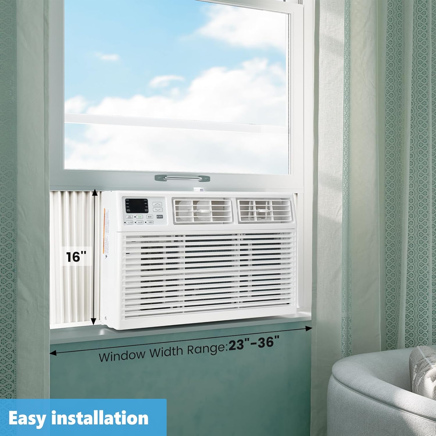 Window Air Conditioner, 12000 BTU Window AC Unit, Cooling Room 550sq.ft, Fast Cooling, 24H Timer, Dehumidifier Mo, Energy Saving, Remote Control for Living Room, Bedroom, Office