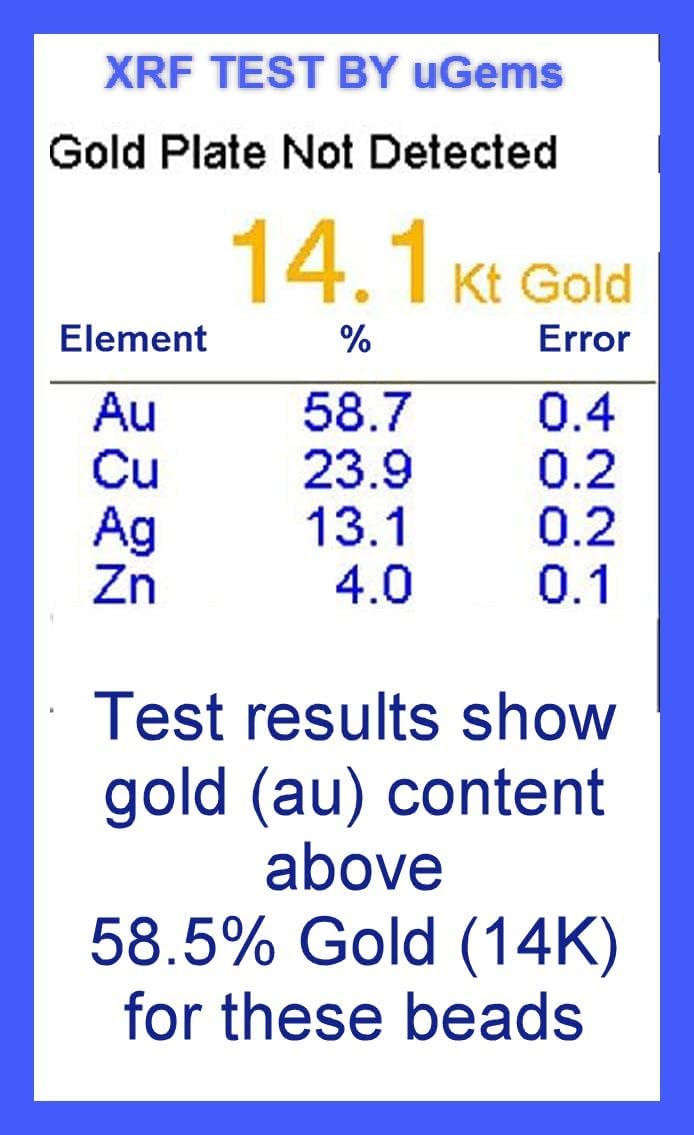 uGems 2.5mm 14K Genuine Solid Gold Beads - Smooth Round, Tiny Spacer Beads with .040