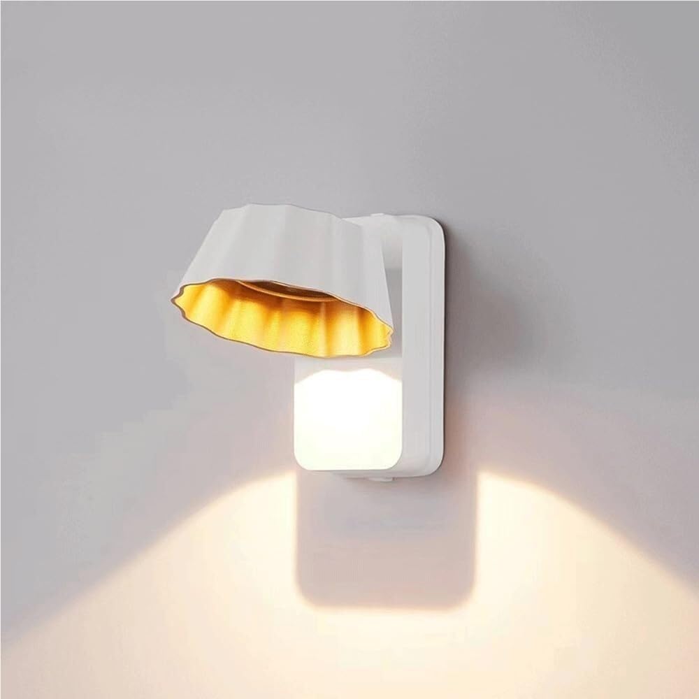 Rotatable Glass Wall Lamp Modern Simple Bowl Design Waterproof Iron Wall Sconce for Bedroom, Hallway, Living Room, Study – Creative Indoor and Outdoor Lighting Fixture(White,White Light)