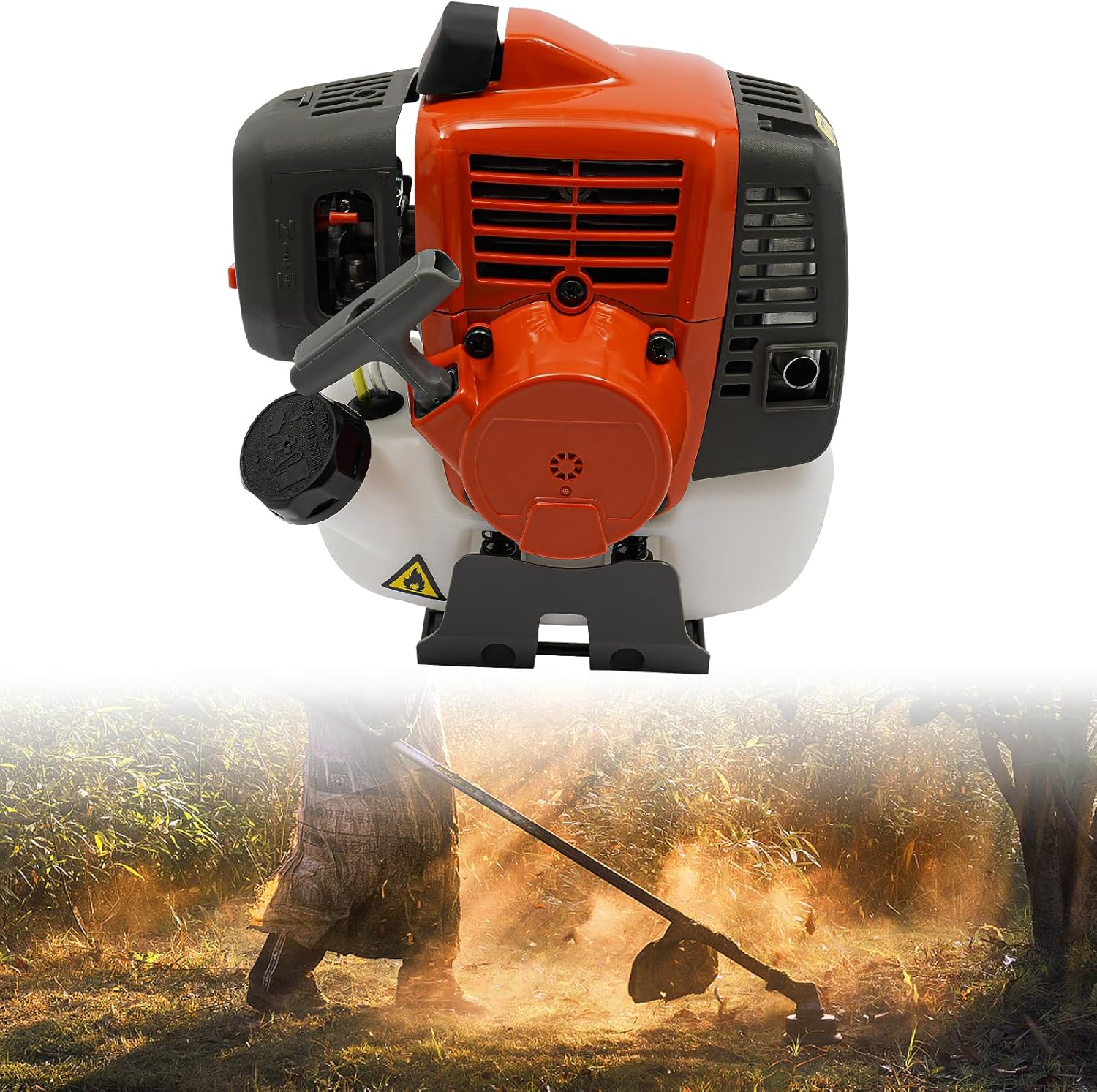 2-Stroke Gasoline Engine, 1.47KW High Power Hand Pull Start Gasoline Engine Motor, 7500RPM Portable Single-Cylinder Air-Cooled Gas Engine for Lawn Mowers Agricultural and Industria Equipment