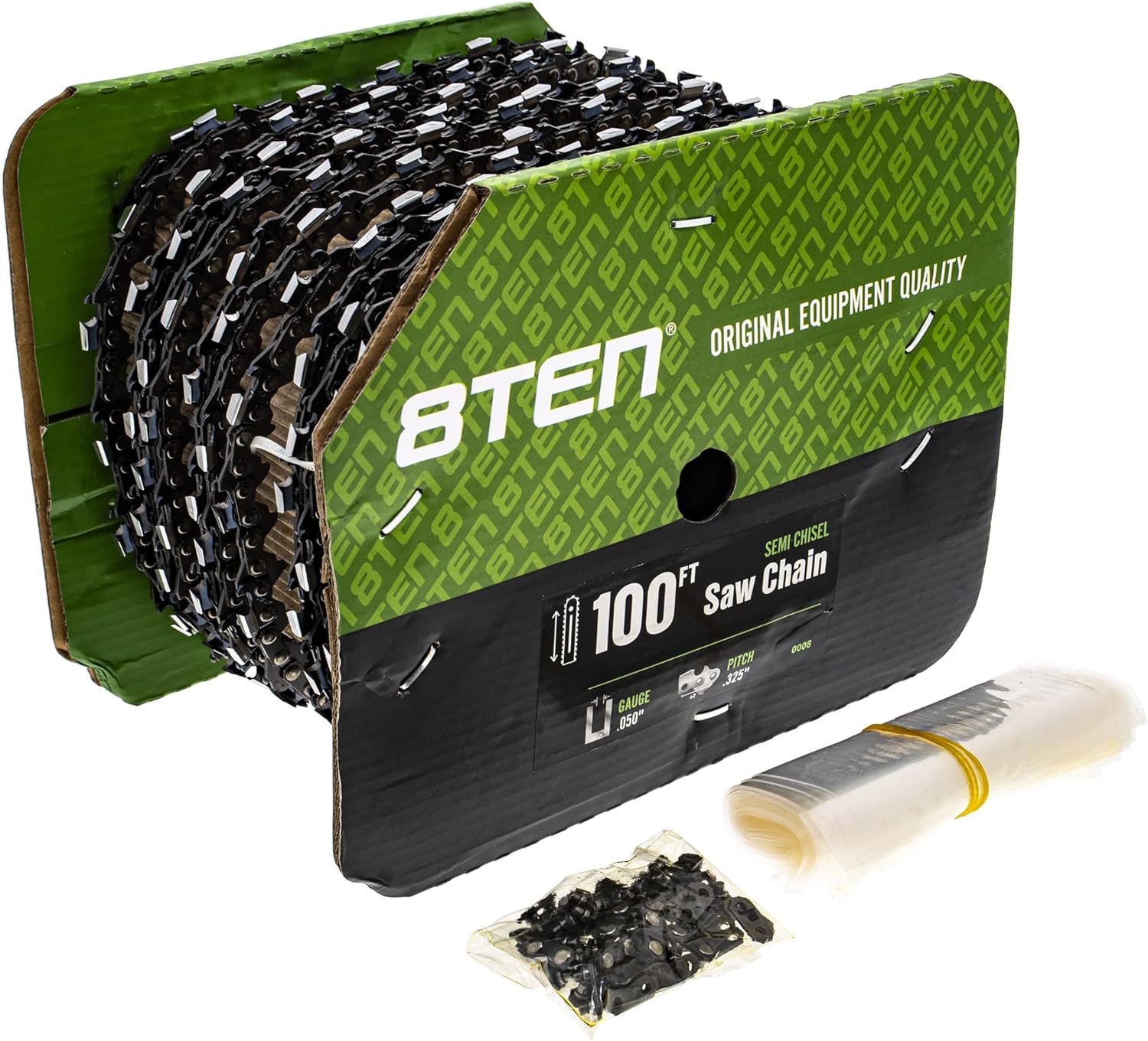 8TEN Chainsaw Chain Bulk Reel Semi Chisel 100 Foot .050 Gauge .325 Pitch