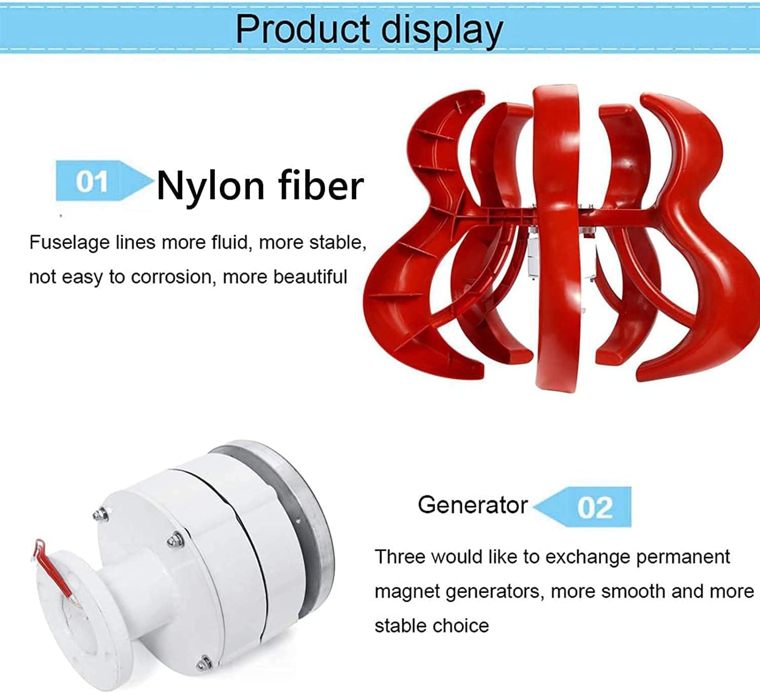 LiuSj JUnSt Vertical Axis Wind Turbines Generator Kit,12V 24V 48V 3000W 5 Blades AC Vertical Wind Turbine Generator with MPPT Controller