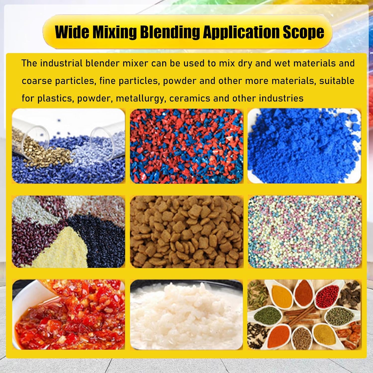 Industrial Blender Mixer Vertical Color Mixer 50kg Tank Material Mixing Machine Vertical Blade Vortex Type Blender 2HP Stainless Steel Blending Mixing Machine, AC110V Single-Phase