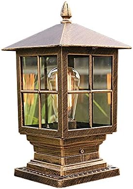 CraftThink LED Post Light Outdoor, Metal Glass Post Lantern Vintage Style LED Exterior Lighting Fixture for Garden Yard Post Pole Pillar Mount Landscape, in Bronze