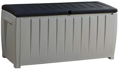 Unknown1 Novel 90 Gallon Black and Grey Plastic Deck Storage Box Lockable Water Resistant