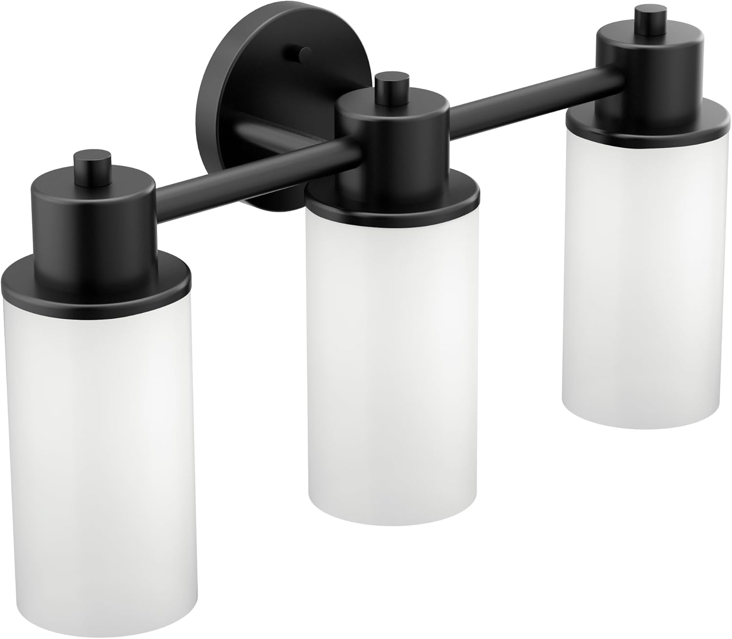 Moen DN0763BL Iso 3-Light Dual-Mount Bath Bathroom Vanity Fixture with Frosted Glass, Matte Black