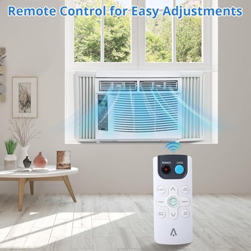 6000 BTU Window Air Conditioner Unit, Window AC Units With Remote Control, 50dB Low Noise, 24H Timer, Small AC for Room, Quick Installation, Cools Up to 250 Sq.Ft，115V