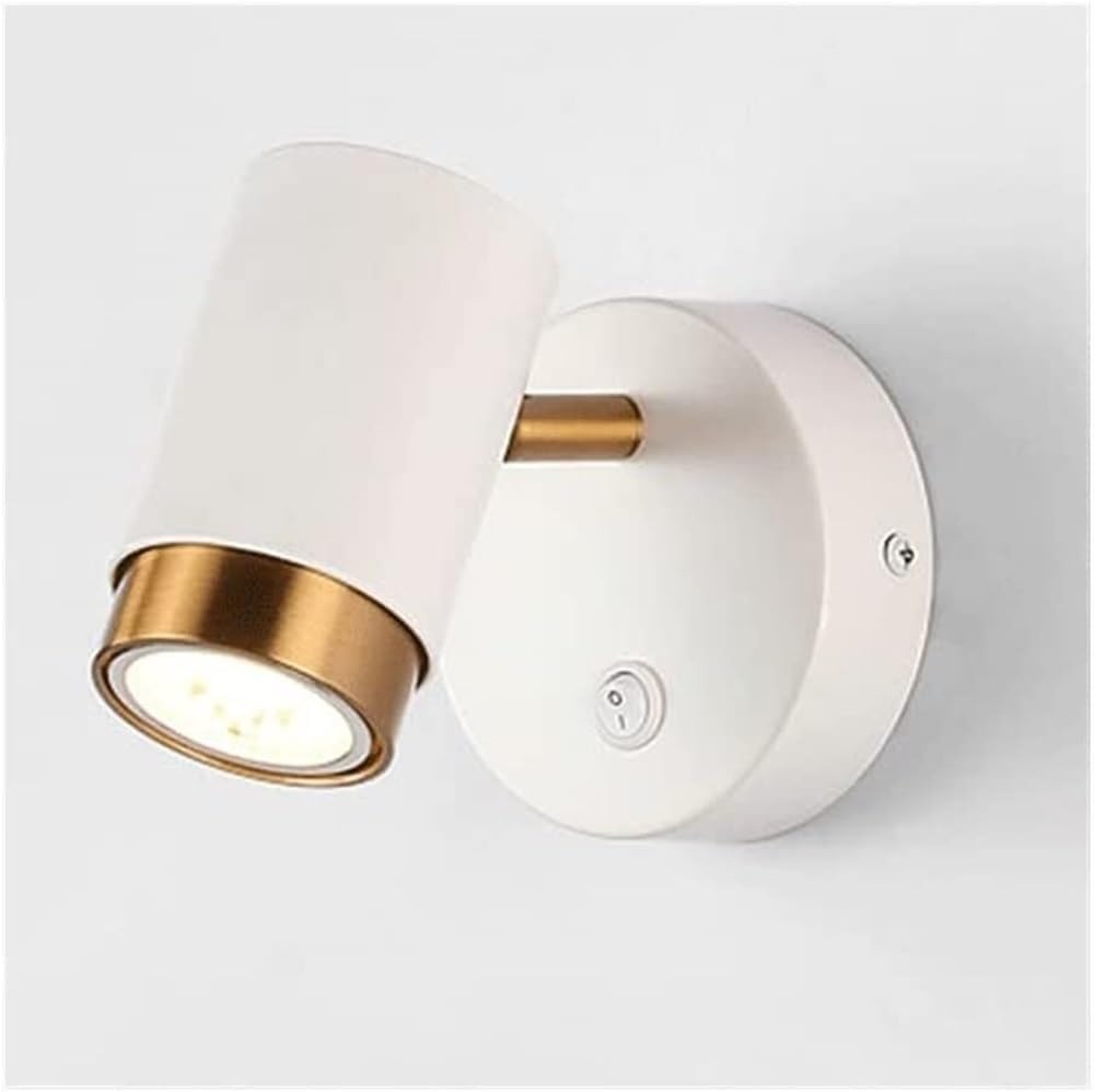 Modern Aluminum Bedside Reading Lamp Adjustable Rotatable Wall Sconce Spotlight with Switch Small Wall Lighting Fixture for Living Room Bedroom Entrance Bedside(White,Warm Light)