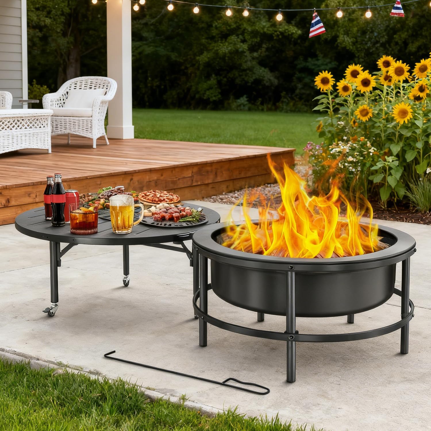 Fire Pits for Outside Wood Burning with 28