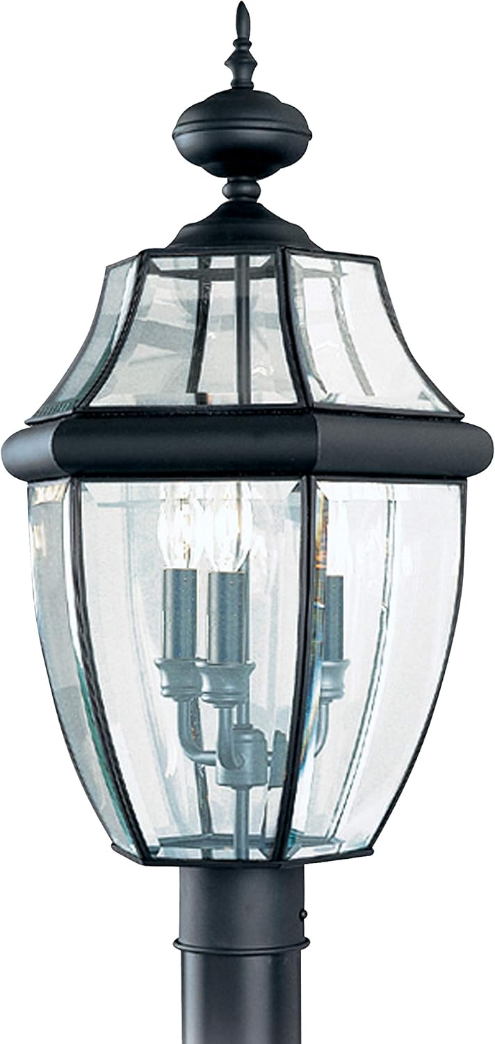 Sea Gull Lighting 8239-12 Lancaster Outdoor Post Lantern Outside Fixture, 24'' Height, Black