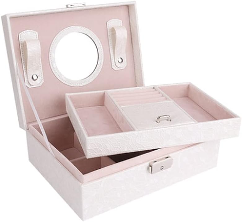 Double Decker Big Jewelry Box Large Space Velvet Jewellery CaseLeather Bracelet Storage Ring Display