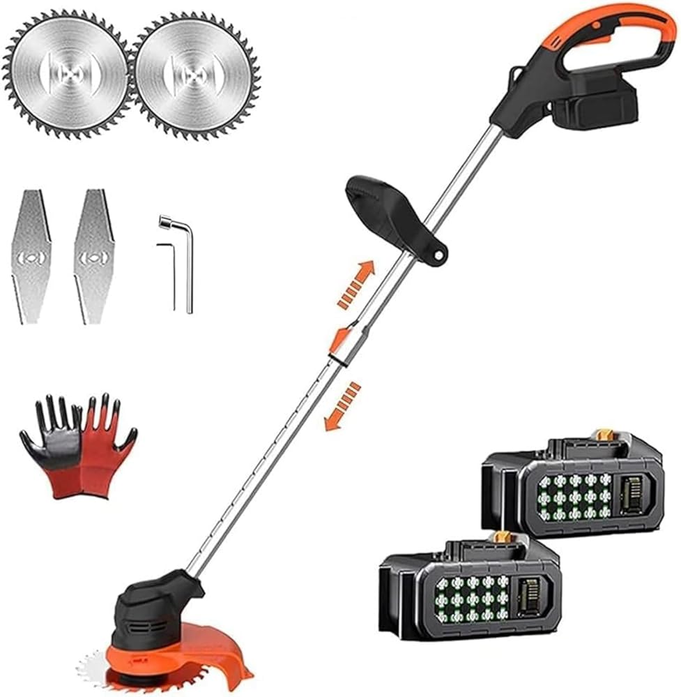 Electric Cordless Lawn Mower with 2 Batteries and brushless Motor High Power and Long Life Easily converts from Lawn Mower to Lawn Trimmer hous