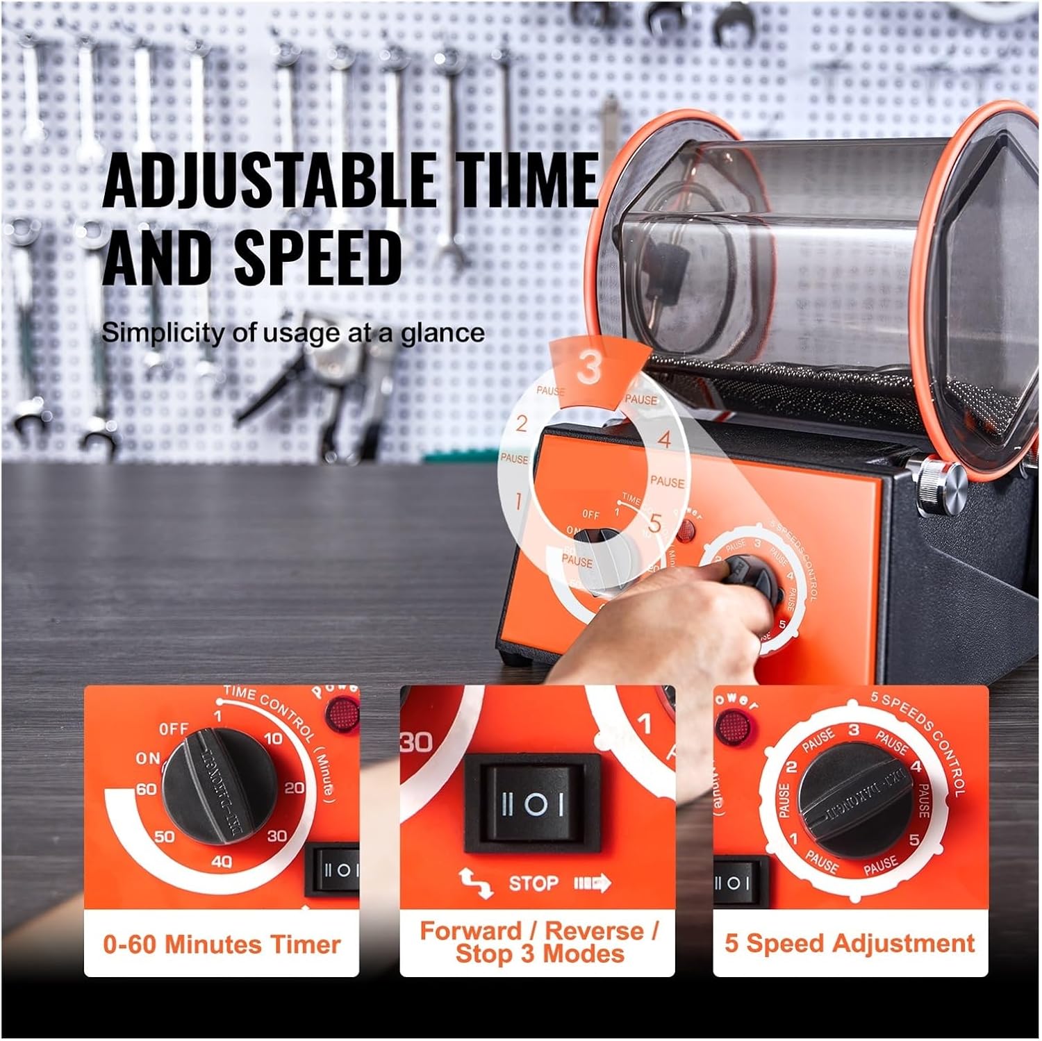 3kg 5kg Rotary Tumbler Surface Polisher Jewelry Drum Polisher Cleaning Tool For DIY Jewelry Polisher For Beginners DIY Use(3Kg Capacity)