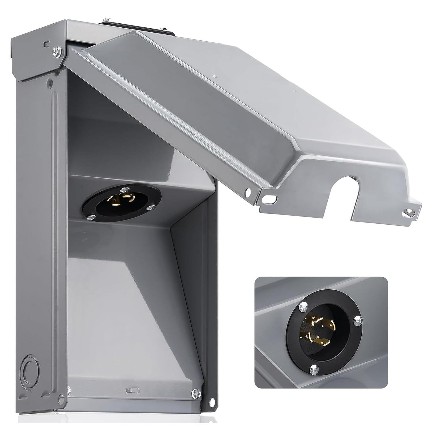 Generator Power Outlet Box Stainless Steel 30 Amp 4 Cores Electric Power Outlet Box for Electric Generator,Compatible with 6-12 AWG Wires, 7500W Power Capacity