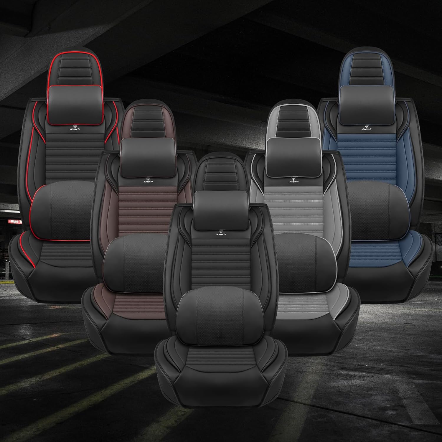 Seat Covers Full Set Fit for Jeep Wrangler 2007-2025, Breathable and Comfortable Leather Car Seat Cover, Deluxe Waterproof Cushion Cover Auto Interior Accessories (Black)