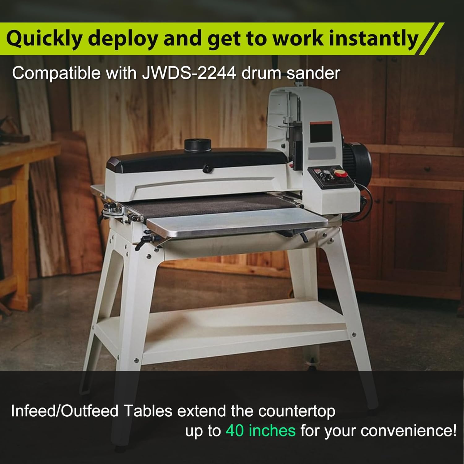 Chaoos|Folding Infeed/Outfeed Tables,drum sander infeed outfeed,22-in desktop(2 pack),For Compatible with JWDS-2244 drum sander.Effortless and efficient operation makes work a breeze