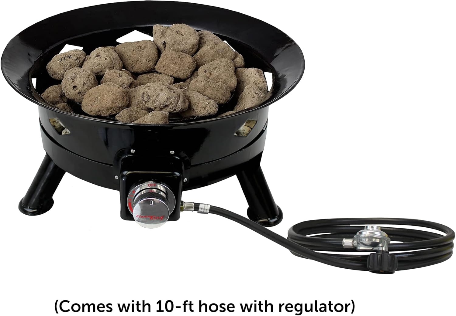 Flame King Smokeless Portable Propane Fire Pit Bowl, 24 inches, 58K BTU with Propane Grip Scale, Self Igniter, Cover, & Carry Straps for RV, Camping, & Outdoor Living
