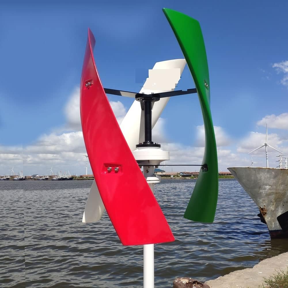 Wind Turbine, Energy Windmill 400w 600w 800w Vertical Axis Permanent Maglev Wind Turbine Generator 12v 24v 48v with MPPT Controller(Green,48V)