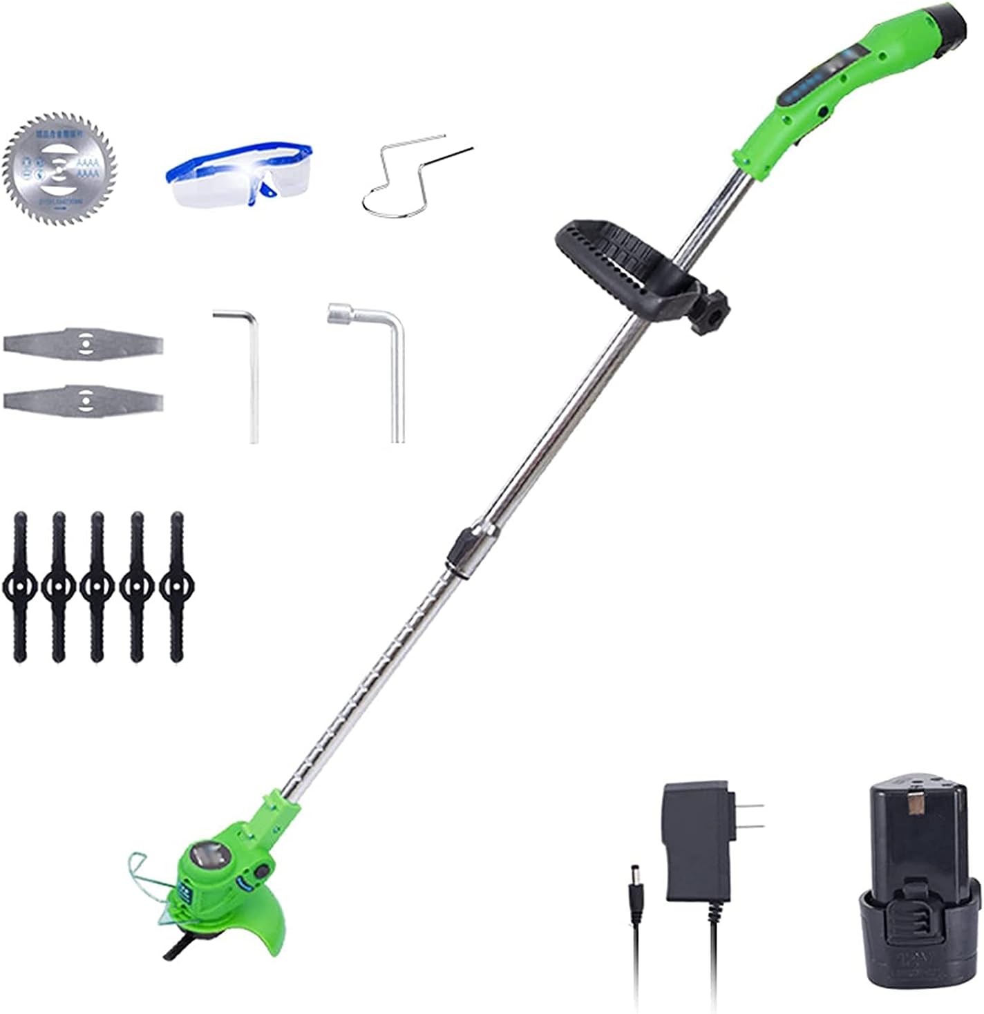 Electric Lawn Mower 12V Rotary Electric Lawn Mower Rechargeable Portable Teles Garden House Mowing Machine Lightweight Garden Weeding Pruning Tools 2 Batteries