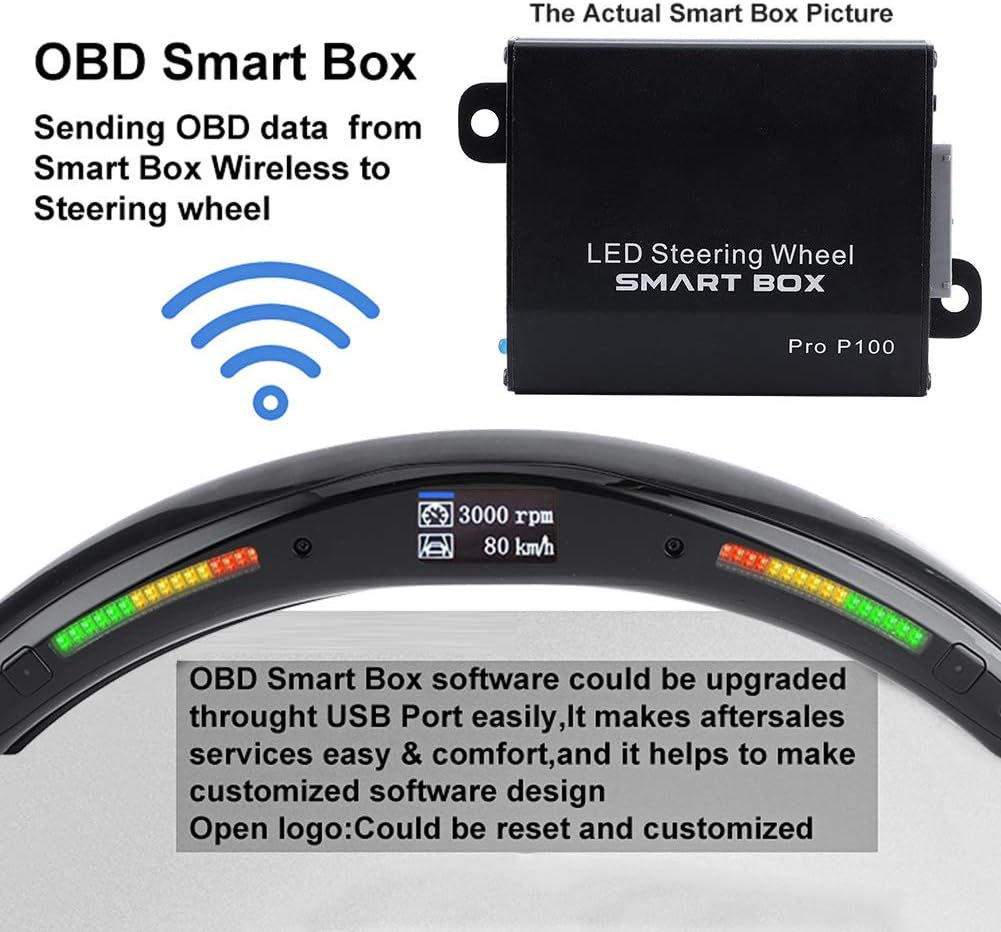 Qiilu 4th Gen LED Performance Steering Wheel Race Digital Display Shift Indicator Lights OBD2 Module Kits