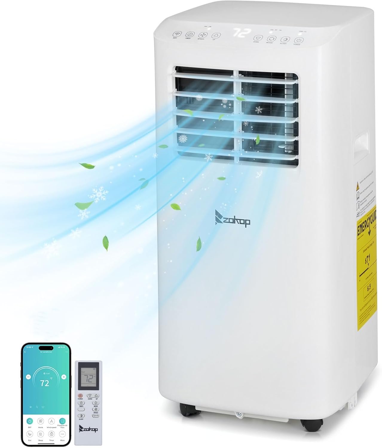 Winado Portable Air Conditioners 8000 BTU for Room Up to 200 Sq.Ft, 3-in-1 WiFi Portable AC Units with Remote Control/24Hrs Timer/Smart Memory, Air Cooler for Garage/Office/Bedroom