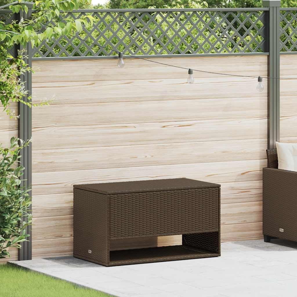 Brown PE Rattan Outdoor Cushion Box, Weathered Storage Deck Cabinet for Patio and Garden Furniture