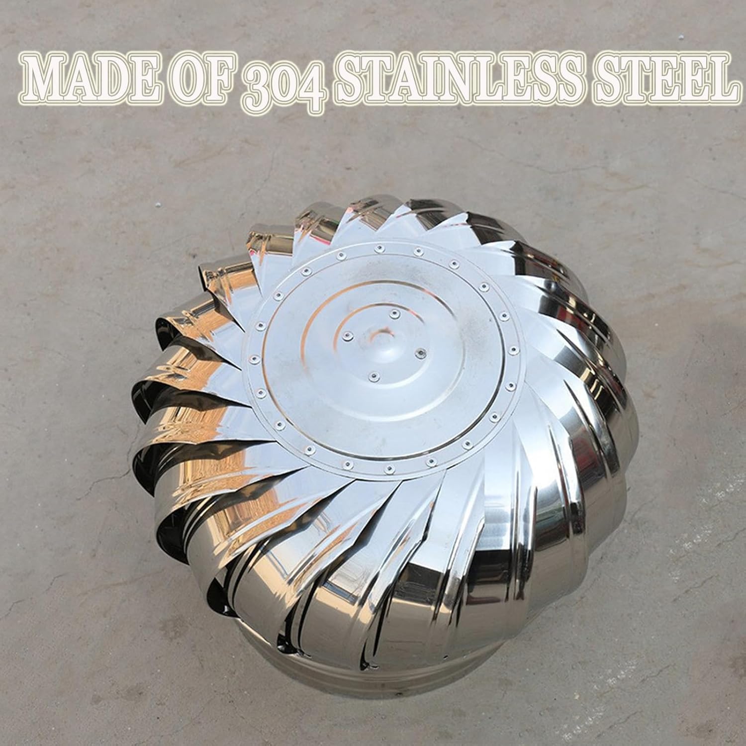 Wind Turbine, Dome Ventilator, Cap Vent Round, Stainless Steel Exhaust Cap, Wind Turbines Air Vents, Internally Braced Wind Turbine, DIY Easy Vent Hookup Kit, for Ventilation and Exhaust