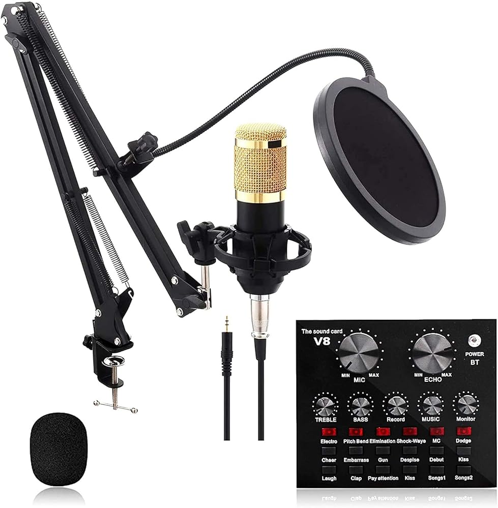 V8,Live Sound Card with Effects,2 Channel USB Audio Mixer Sound Mixing Consoles Amplifier,Handheld Microphone Voice Changer Sound Effects Machine for Compu