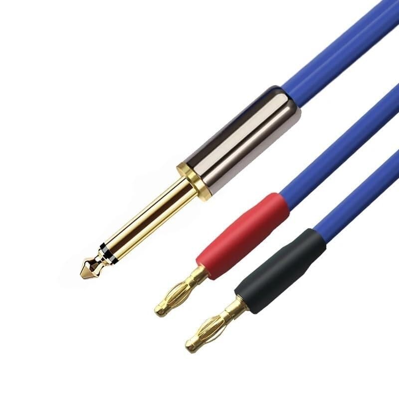 Active Speaker Cable Mono 6.35mm to Dual Banana Spade for Amplifier Mixer 1/4 Inch Jack to 2Y OFC Audio Cable Gold Plated 1M 2M 300CM 5M 8M (Color: One Pair, Size: 1 Meter)(Single one,5meter)