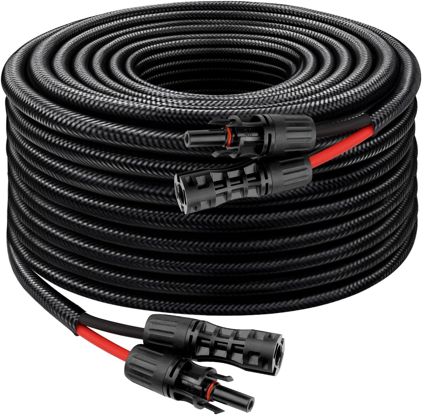 XRDS -RF Solar Cable 30FT, 8AWG Solar Extension Cable with Male & Female Solar Connectors, Flame-Retardant Protective Sleeving Solar Panel Cable, Weatherproof PV Wire for Solar Panel Connection