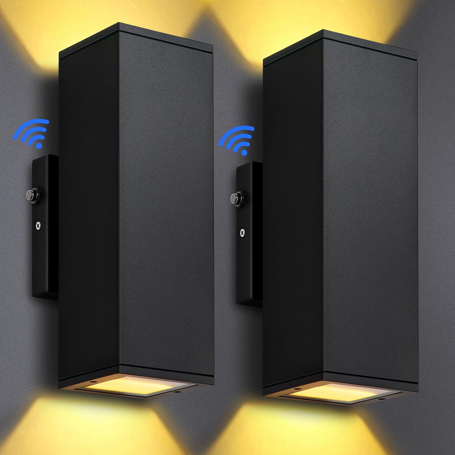 Dusk to Dawn Outdoor Lighting Sensor Porch Lights 2 Packs, 12W 2700K Integrated LED Up Down Lights Outdoor, IP65 Waterproof Aluminum Wall Sconce Exterior Wall Light for Porch Patio etc.