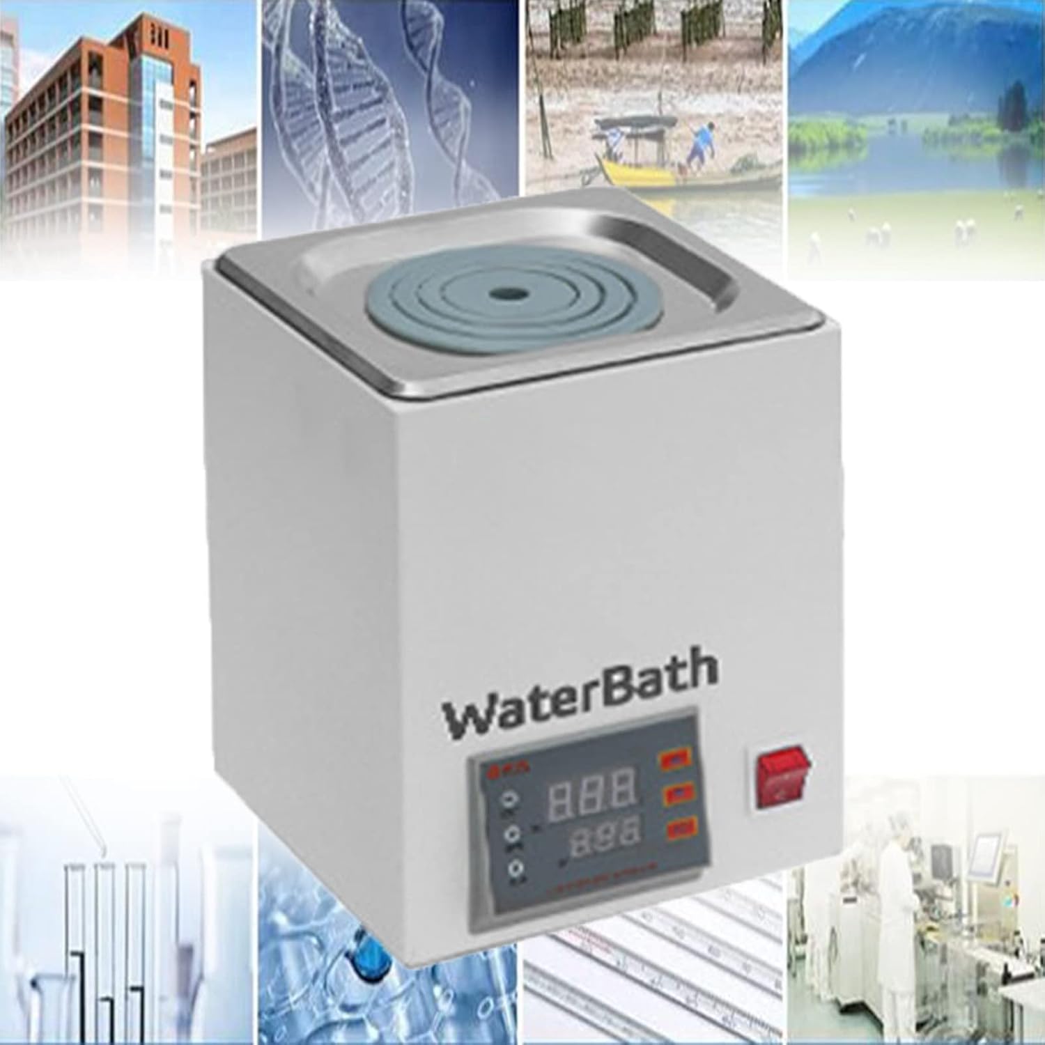 Digital Thermostatic Water Bath,Water Bath Laboratory Equipment for Laboratory 1/2/4/6 Holes,Accurate Temperature Control 304 Stainless Steel Inner Tank,Rt 100°C,Timer 0~999 Minutes,4holes