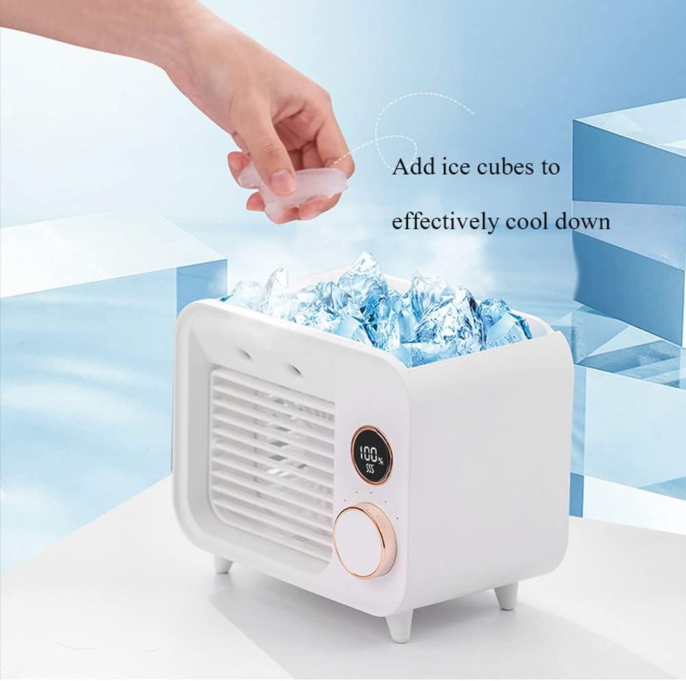 Portable Air Conditioner-2000mAh Rechargeable Personal Air Cooler with 5 Speeds, Quiet Mini Air Conditioner Fan, Desk Cooling Fan for Home, Bedroom, Travel, and Office (Color : Black)