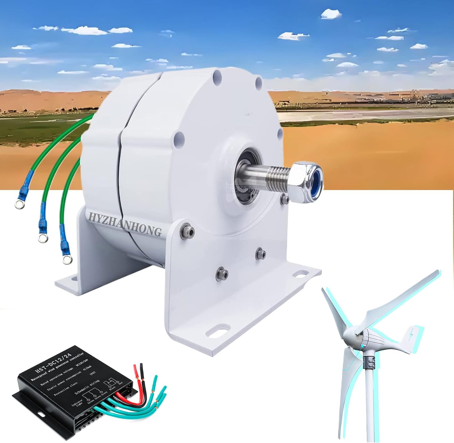 220v,HYZHANHONG 14000W Low Speed Rare Earth Permanent Magnet Generator AC 3 Phases Alternator Wind Turbine,220V Gearless Permanent Magnet Generator(12V 24V 48V)