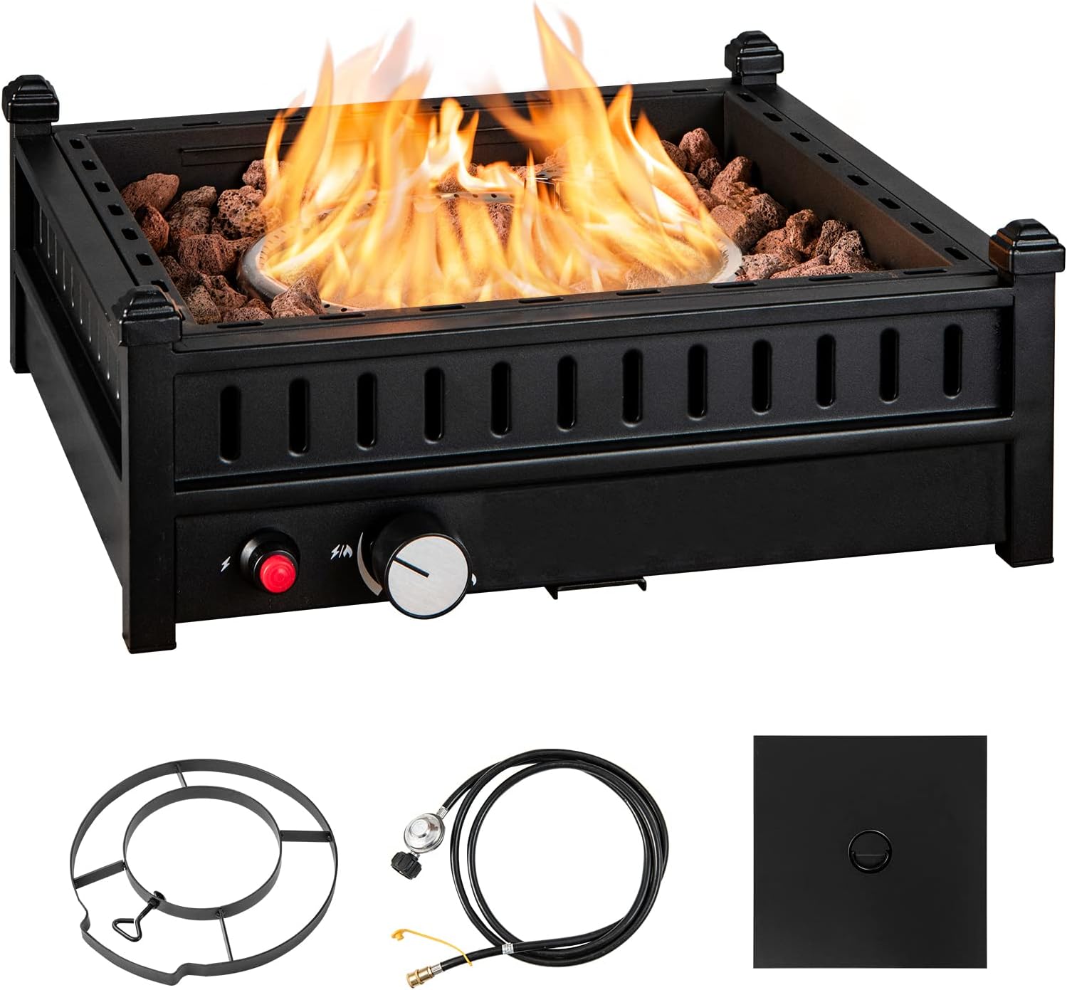 Giantex Tabletop Propane Fire Pit, 16.5 Inch Outdoor Firepit, 40,000 BTU Outdoor Gas Fire Pit w/ 2
