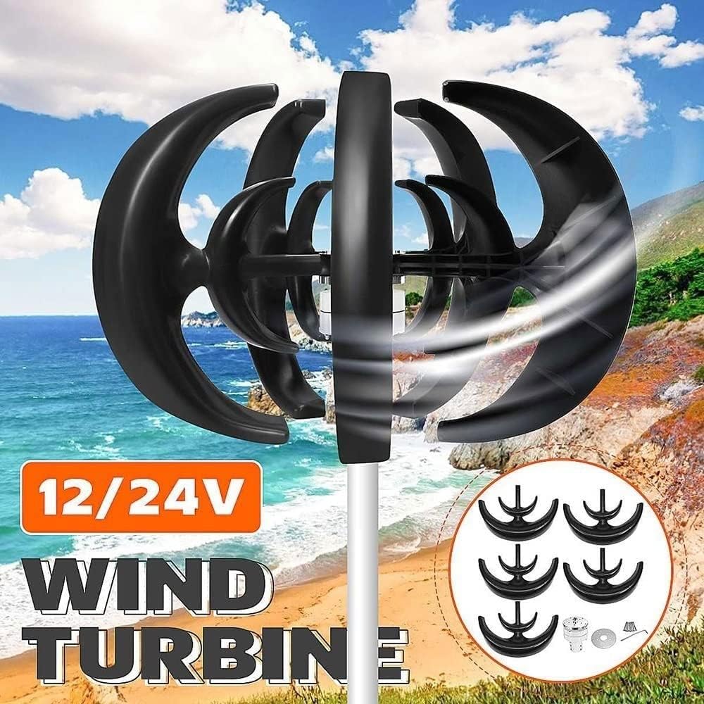 500W Wind Turbine Generator with Charge Controller 12V 24V 5 Blades Wind Generator for Home Farm Garden Boat Marine Monitoring or Street Lighting