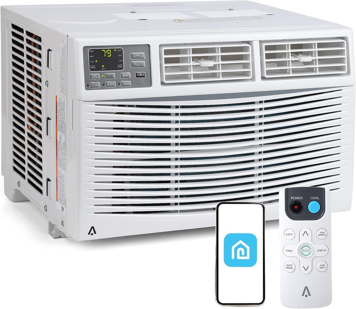 8,000 BTU Window Air Conditioner - Cools Up to 350 Sq. Ft,Air Conditioner Window Unit With Remote Control,3 Fan Speeds,Auto-Restart,Water Self Evaporation,Sleep Mode,24-Hours Timer,WIFI, APP