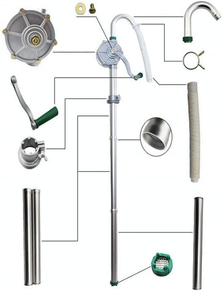 Hand Tool Aluminium Rotary Oil Fuel Hand Pump, Self Priming Fuel Oil Diesel Pump, 55 Gallon 200 Litre Hand Drum Barrel Pump
