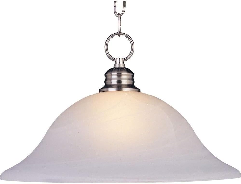 Maxim Essentials 16 Inch 1 Light Pendant with Satin Nickel Finish and Marble Glass