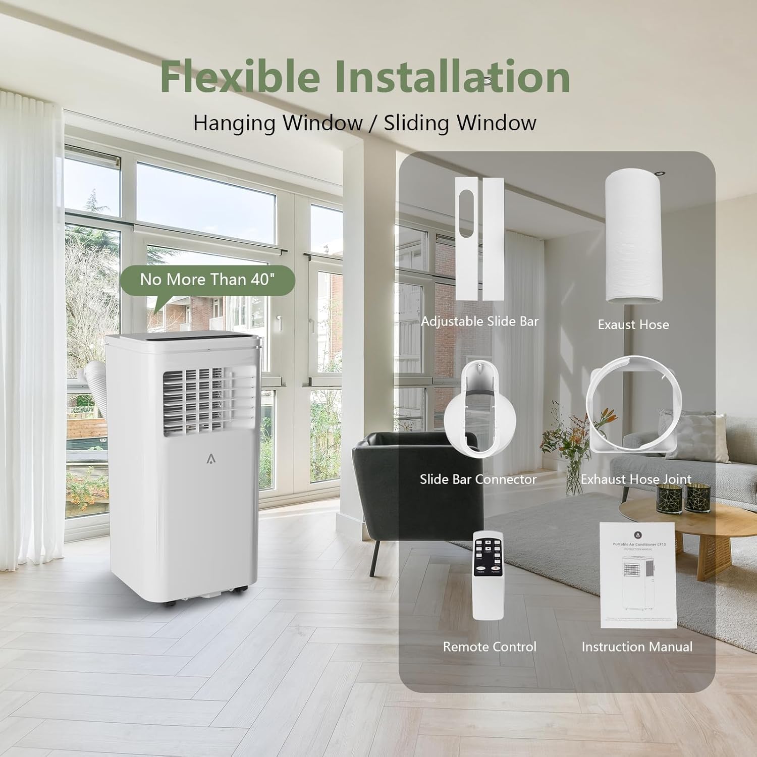 Portable Air Conditioners 10,000 BTU - Cools 450 Sq.Ft Rooms, 3-in-1 AC with Dehumidifier, Timer & Remote, Includes Window Kit