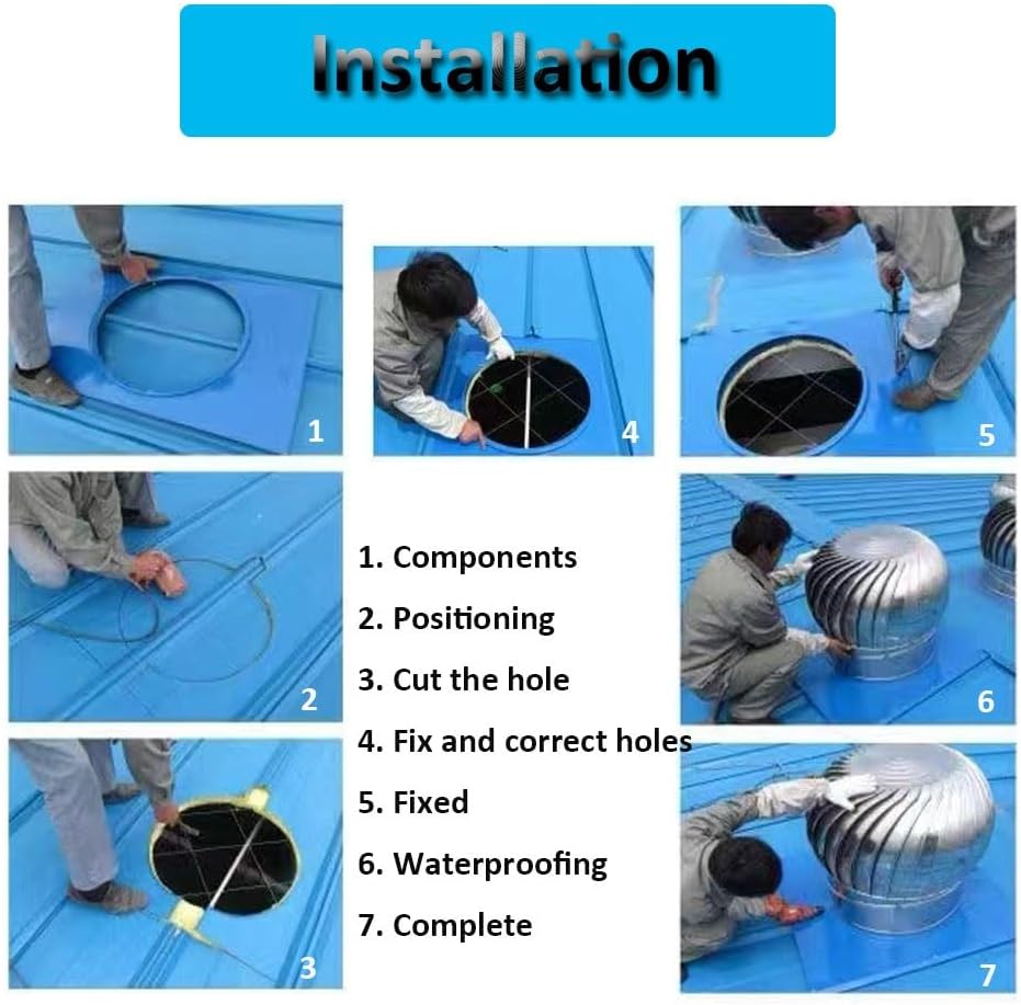 Chimney Rotating Ventilator Cap No Power Roof Wind Turbines 304 Stainless Steel Zero Consumption Rotating Attic Fan 3.9-19.7inch