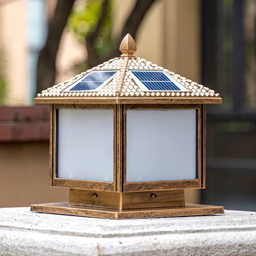 CHENKUI Garden LED Post Cap Lamp Solar Post Head Light Outdoor IP54 Waterproof Fence Post Solar Light Outside Remote Control Adjustable Lighting Fixture for Garden Yard Post Pole Pillar Landscape