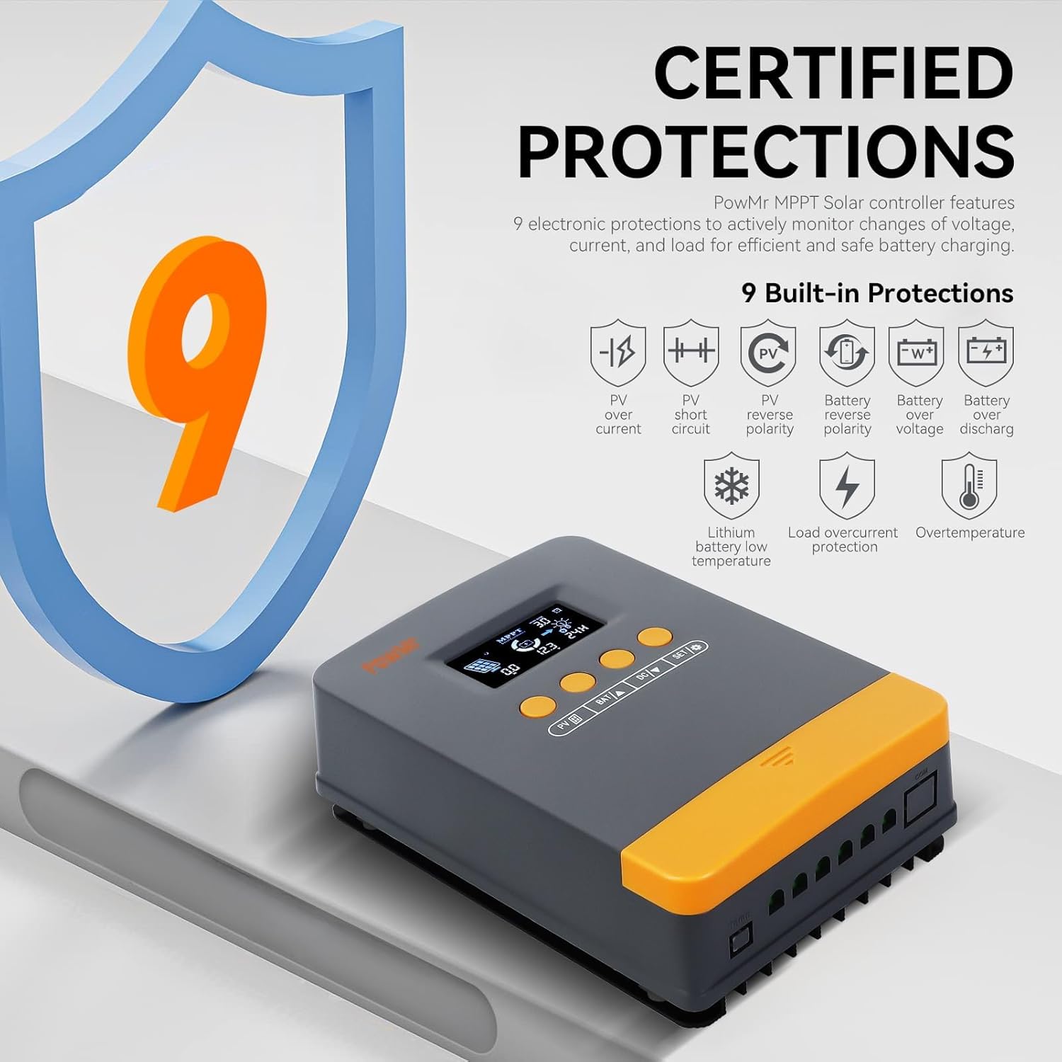 PowMr 60Amp MPPT Solar Charge Controller, 12V/24V/36V/48V Auto, Fit for Lead-Acid Lithium Battery, MAX 160V 2800W Input Solar Charge【Support Up to 12 Units in Parallel】