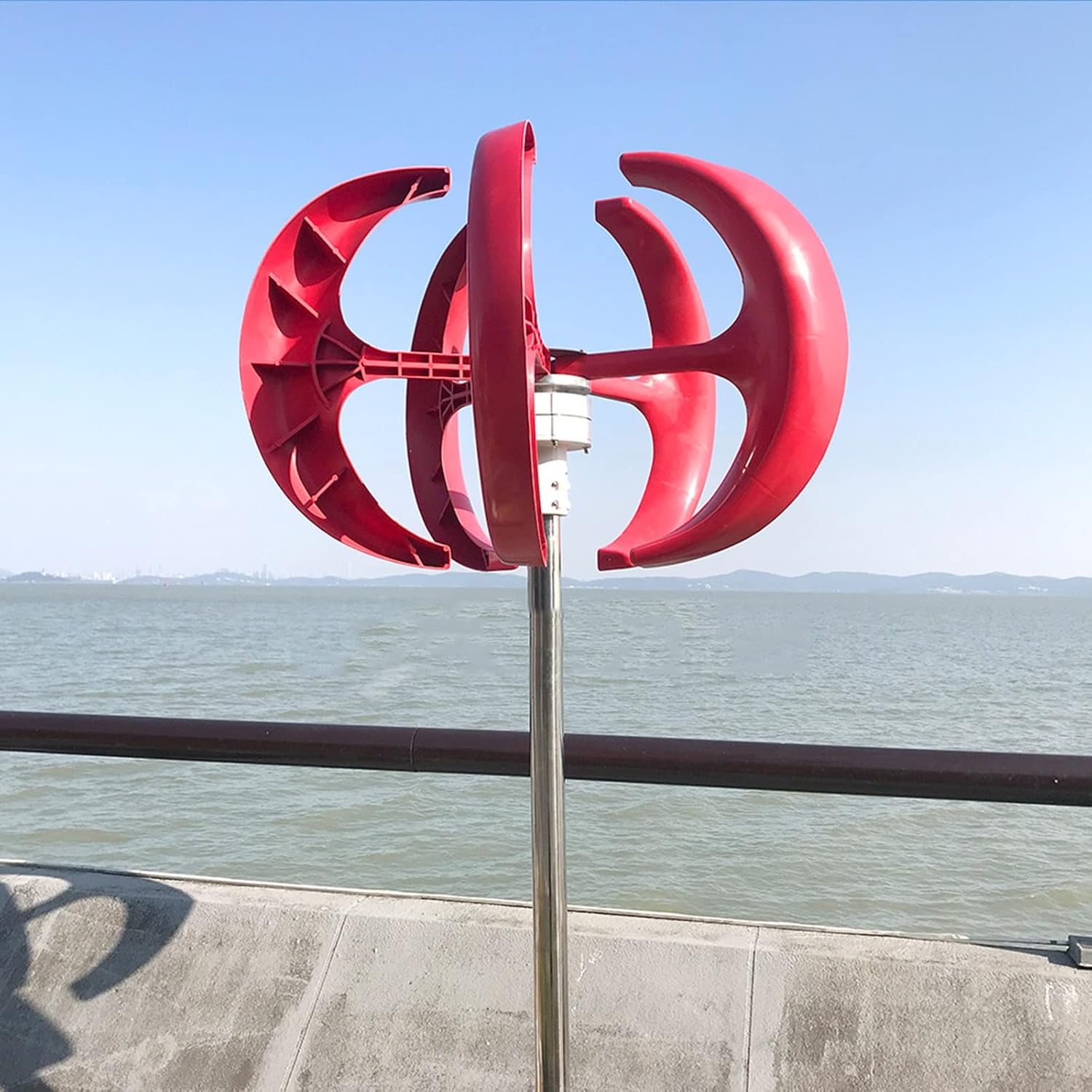5 Blades Wind Turbine Generator with Controller 600W Vertical Axis Wind Turbine Kit 12V/24V/48V Low Wind Start Wind Turbine for Home, Camping and Boat (Color : Red B, Size : 48V)