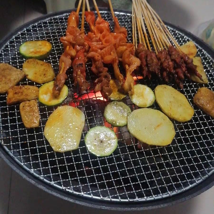 Outdoor Fireplaces Cast Iron Brazier Stove Fire Pit Courtyard Household Use with Barbecue Rack Charcoal Tea Brewing Fire Pits