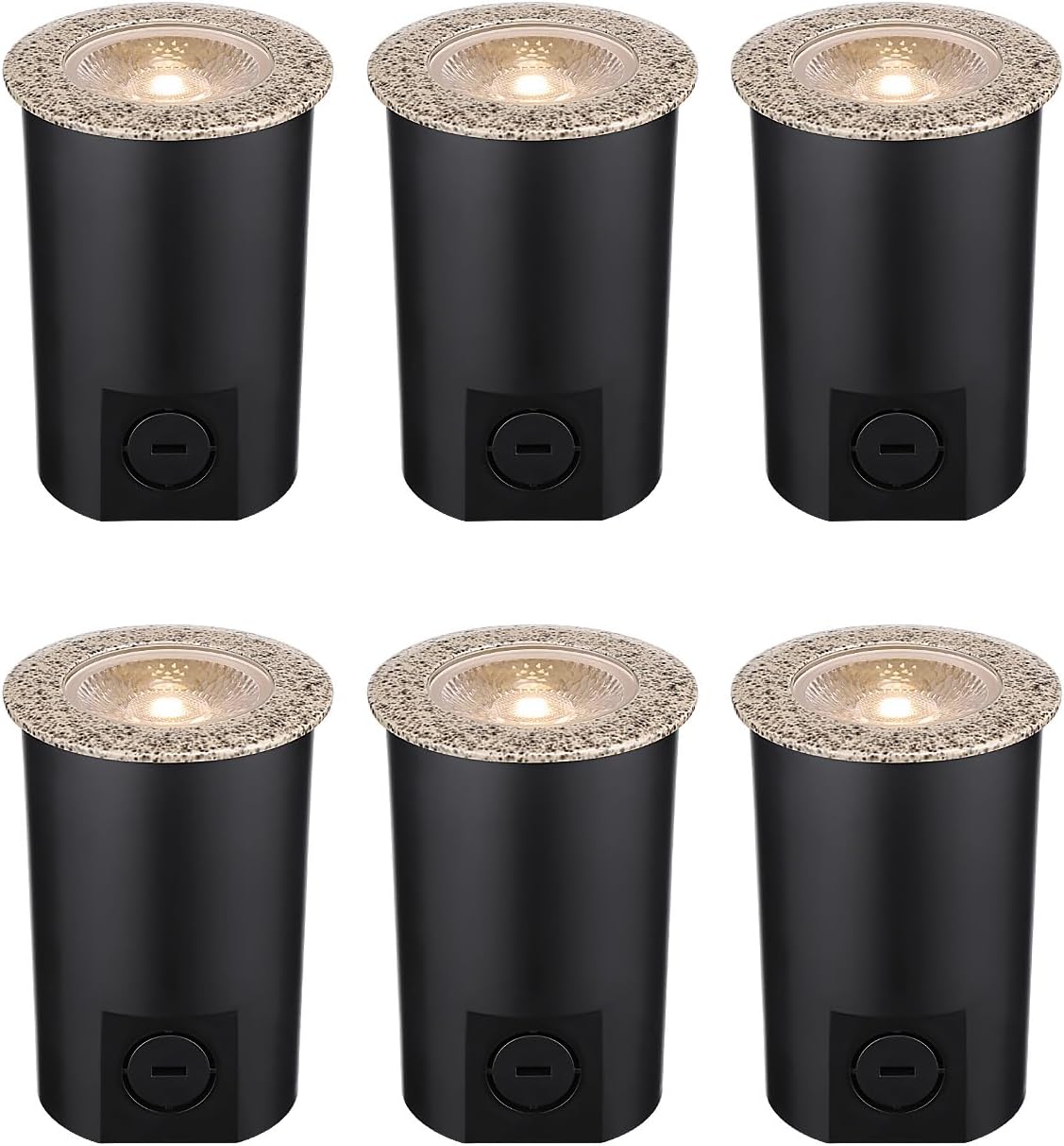 LEONLITE 7W Well Lights Landscape LED In Ground, 12-24V AC/DC Low Voltage, CRI90 IP67 Waterproof Inground Well Lights Outdoor, Rock Color, 3000K, Pack of 6