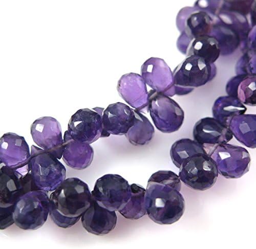 amethyst gemstone-semi precious gemstone bead-genuine faceted briolette bead-teardrop- 8 mm 15 pcs
