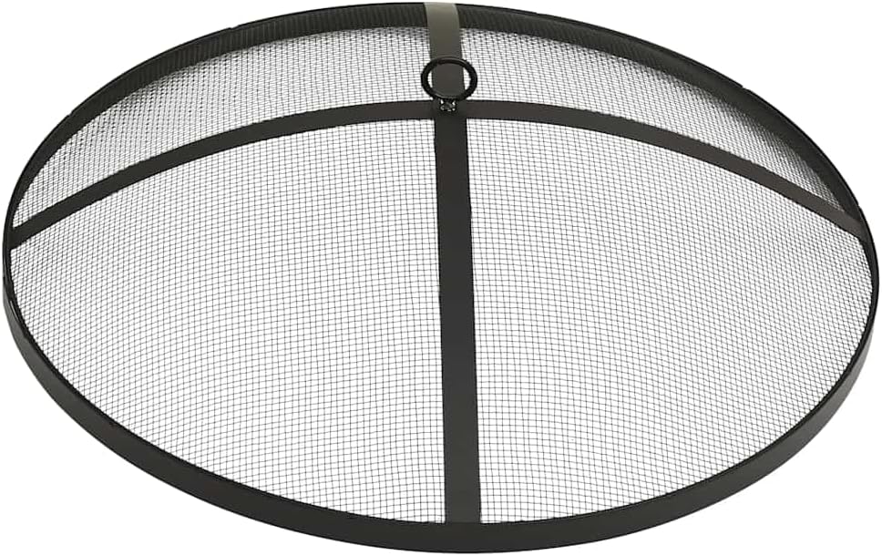 'vidaXL 2-in-1 Outdoor Fire Pit and BBQ with Mesh Cover and Poker - Stainless Steel Design - Silver 23.2