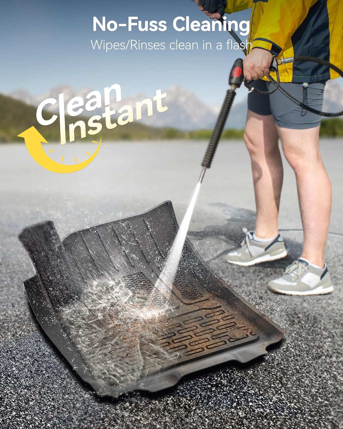 3W Floor Mats & Seat Back Mats & Cargo Liner for 2024-2026 Jeep Wagoneer S EV, All Weather TPE Custom Fit Set Car Floor Mats, Jeep Wagoneer S EV Full Set Floor Mats Accessories, Black