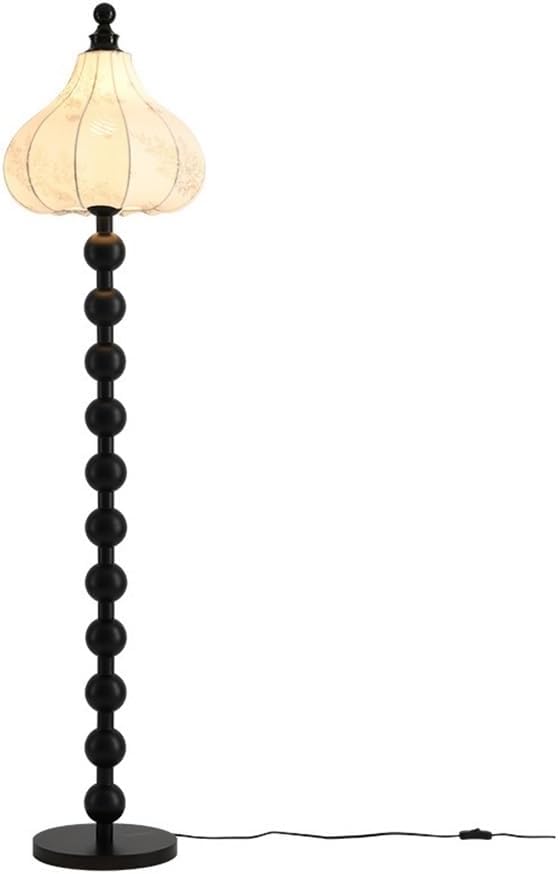 Floor Lamps Black Living Room Floor Lamp Hotel Bedroom Bedside Decorative Vertical Table Lamp Three Color Changing Light Fabric Lampshade Standing Lamp
